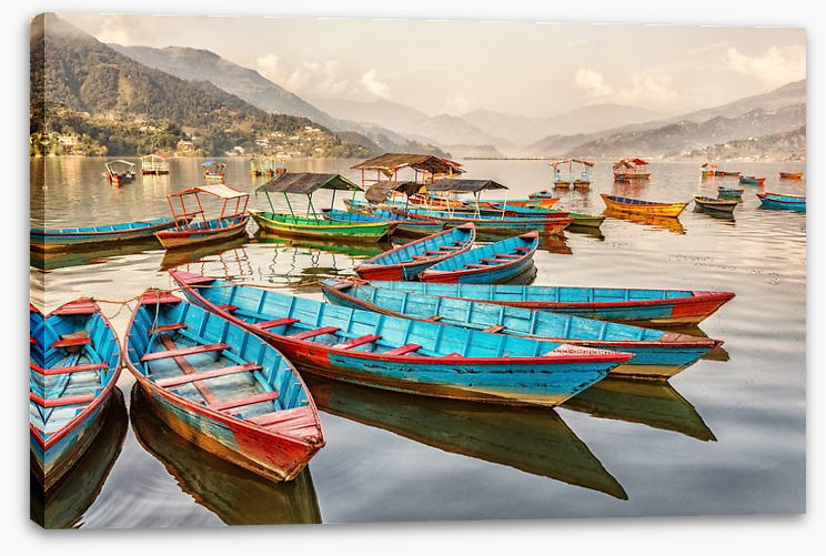 Boats on Lake Fewa, Nepal