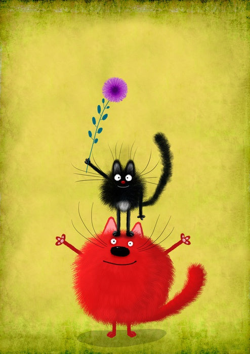 Red cat with mouse