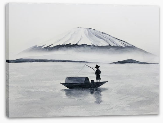 Fishing by Mount Fuji