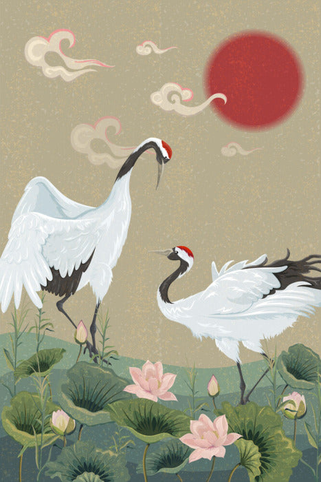 Cranes in the lotus