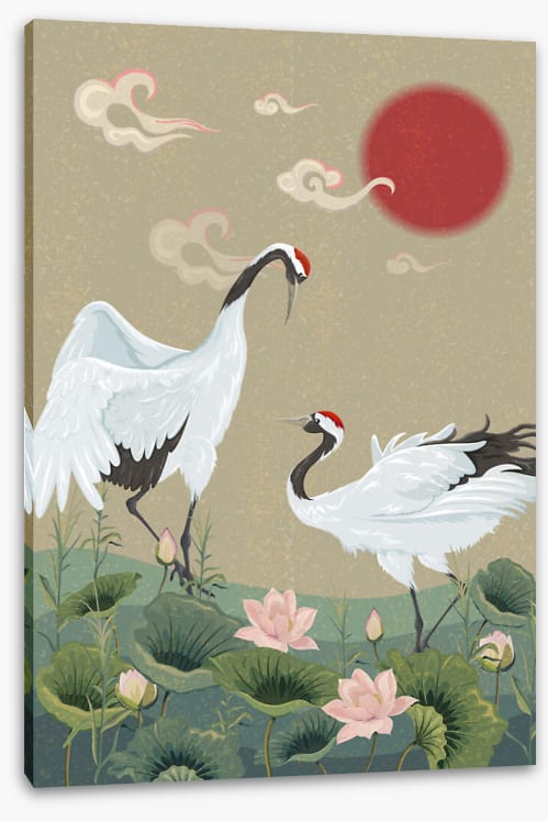 Cranes in the lotus
