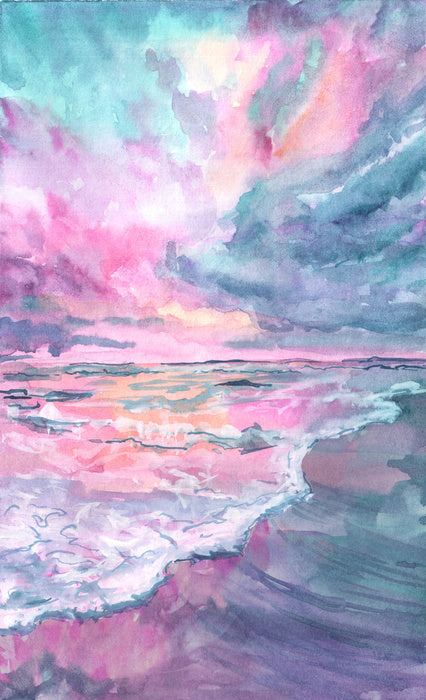 Pink sunrise sea