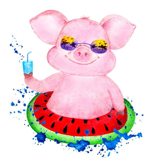 Piggy in the pool