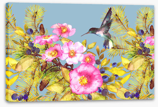 Wild rose hummingbird