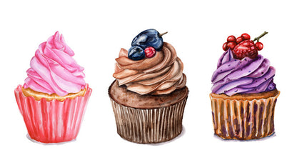 Three berry cupcakes