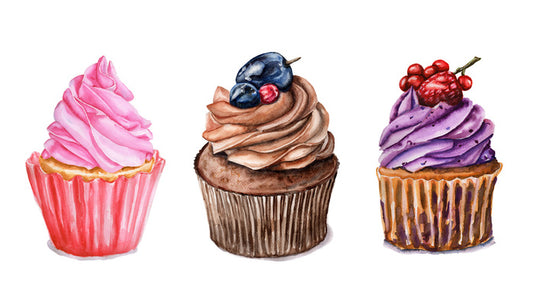 Three berry cupcakes