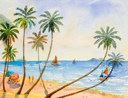 Between the palms