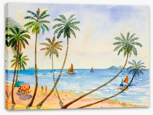 Between the palms