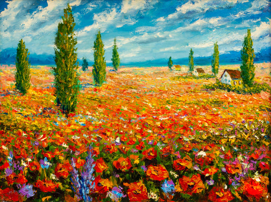 Poppy meadow poplars