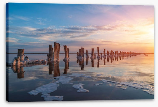 Salty lake sunset