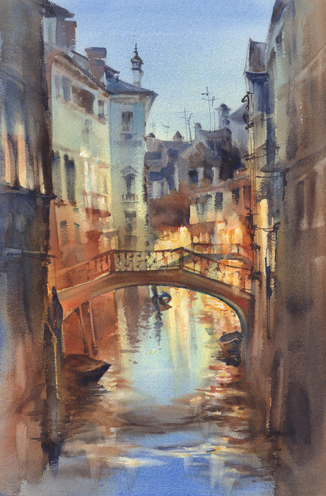 Blue evening canal