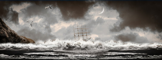 Shipwreck storm panorama