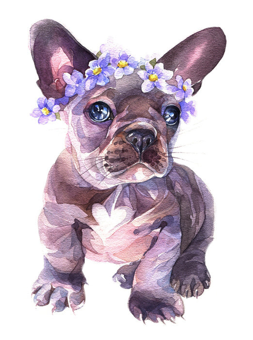 Flower crown Frenchie