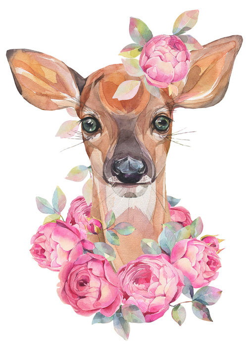 Fawn with flowers