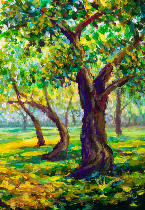 Sunny green oaks