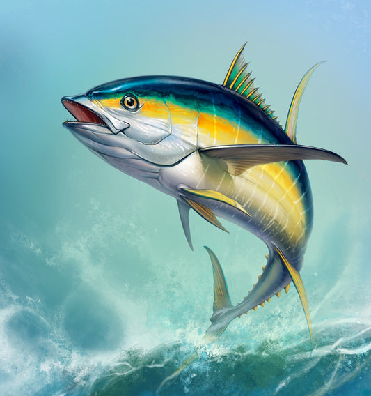 Yellow tuna jump