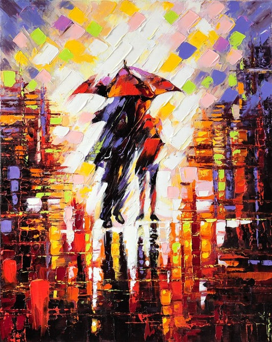 Under an umbrella