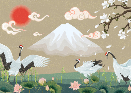 Magnolia garden cranes