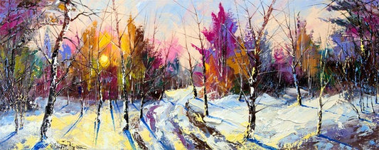 Sunset in Winter woods