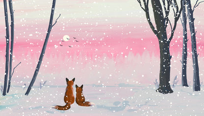 Pink sunset foxes