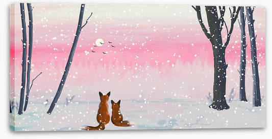 Pink sunset foxes