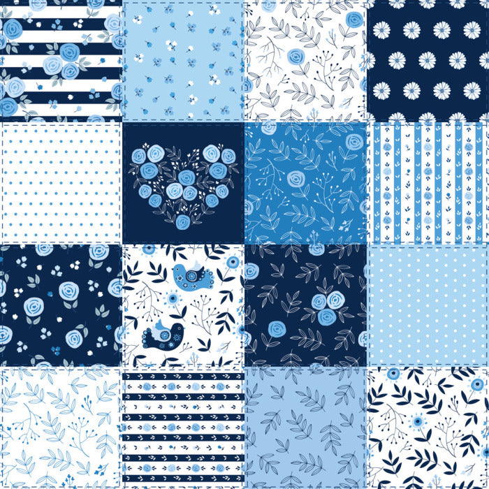 Blooming blue patchwork