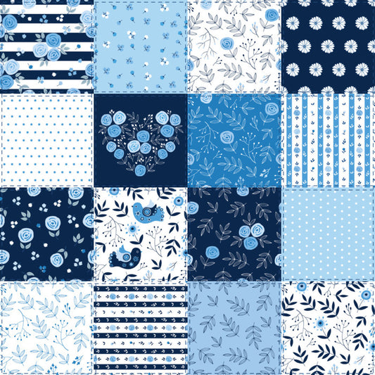 Blooming blue patchwork