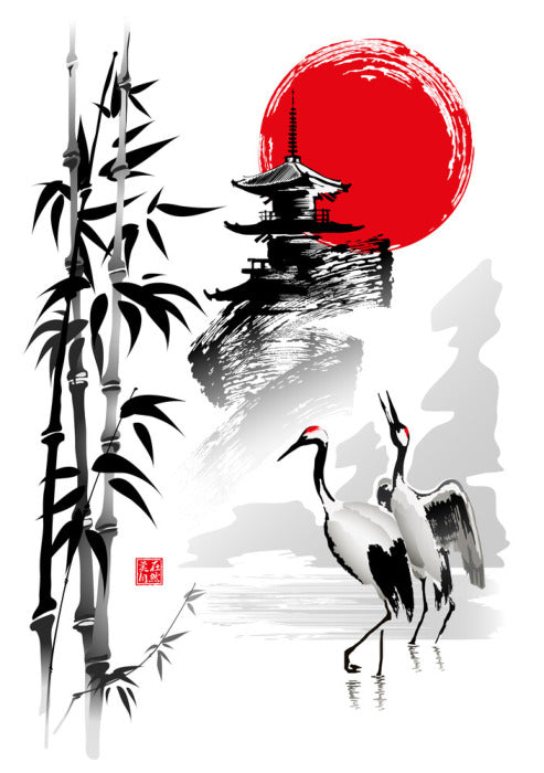 Rising sun cranes