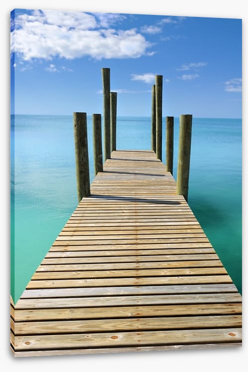 Turquoise blue sea wharf