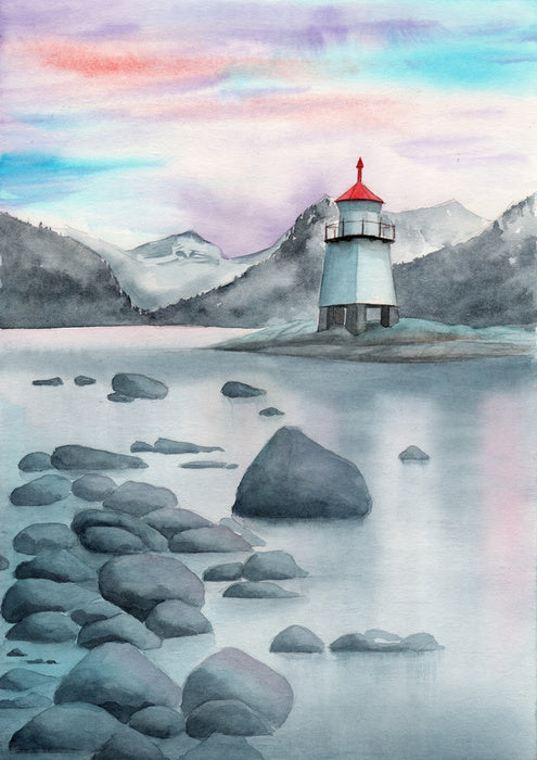 Rocky shore lighthouse