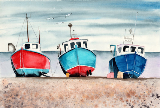 Three beached boats