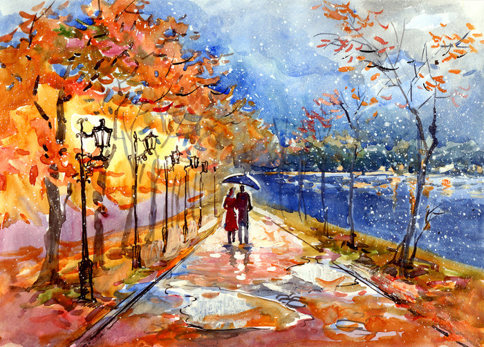 Through the autumn puddles