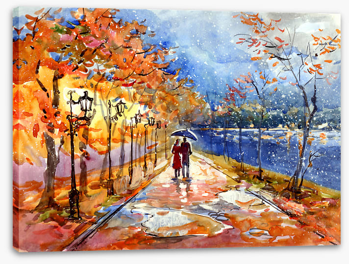 Through the autumn puddles