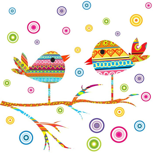 Chattering birds on a branch