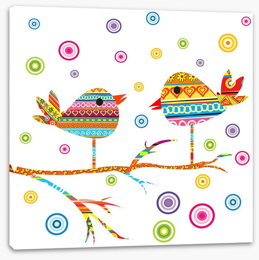 Chattering birds on a branch