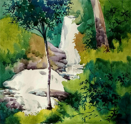 Green grass falls