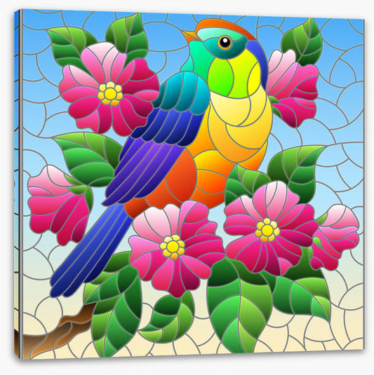 Bird and bloom window