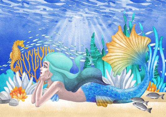 Blue hair mermaid