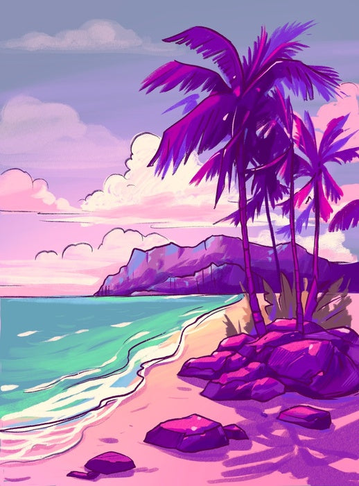 Purple sky beach