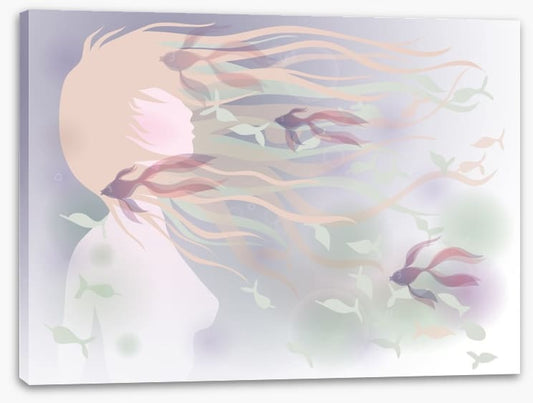 With fishes in her hair