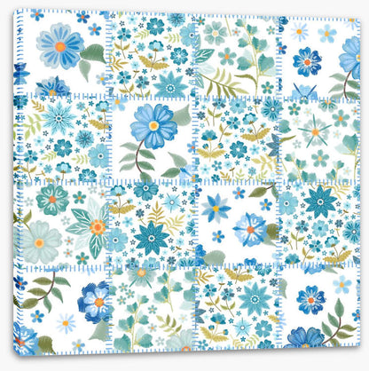 Blue daisy patchwork