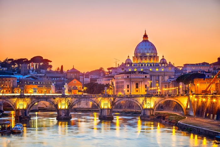 St. Peter's cathedral at night, Rome