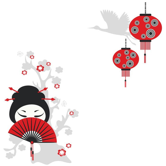 Below the red lanterns