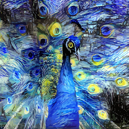 Starry night peacock