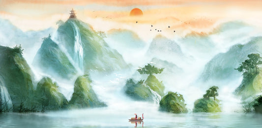 Fishing below the sunrise