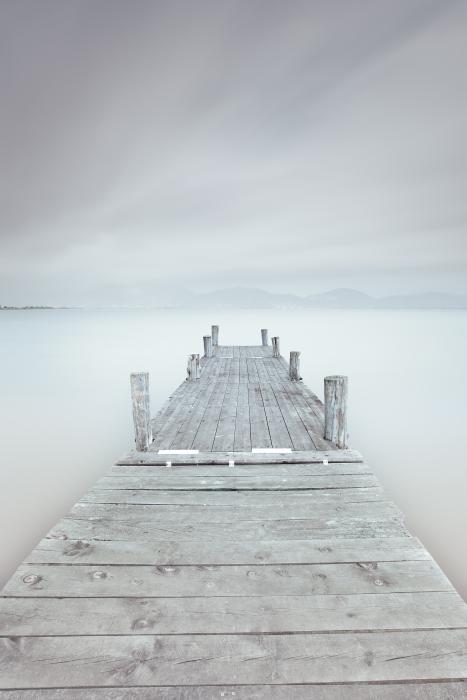 Pier on the frozen lake