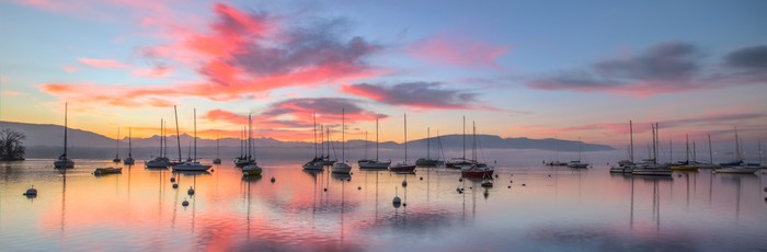 Sunrise and sailboats