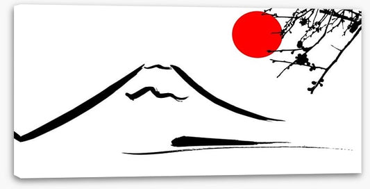 Mount Fuji under the big red sun