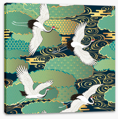 Cranes in the clouds