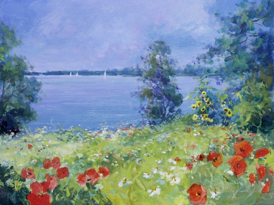 Poppies by the lake